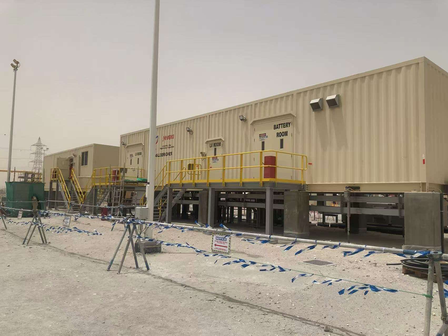 Containerized LV room and battery room E-House modules installed at process site
